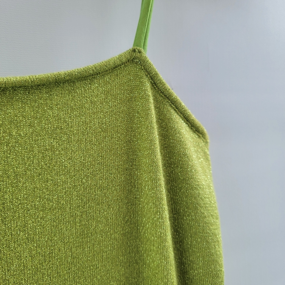 Resa Knit Collection Green Sheath Midi Dress Size Small Metallic Threading Boho - Picture 9 of 16